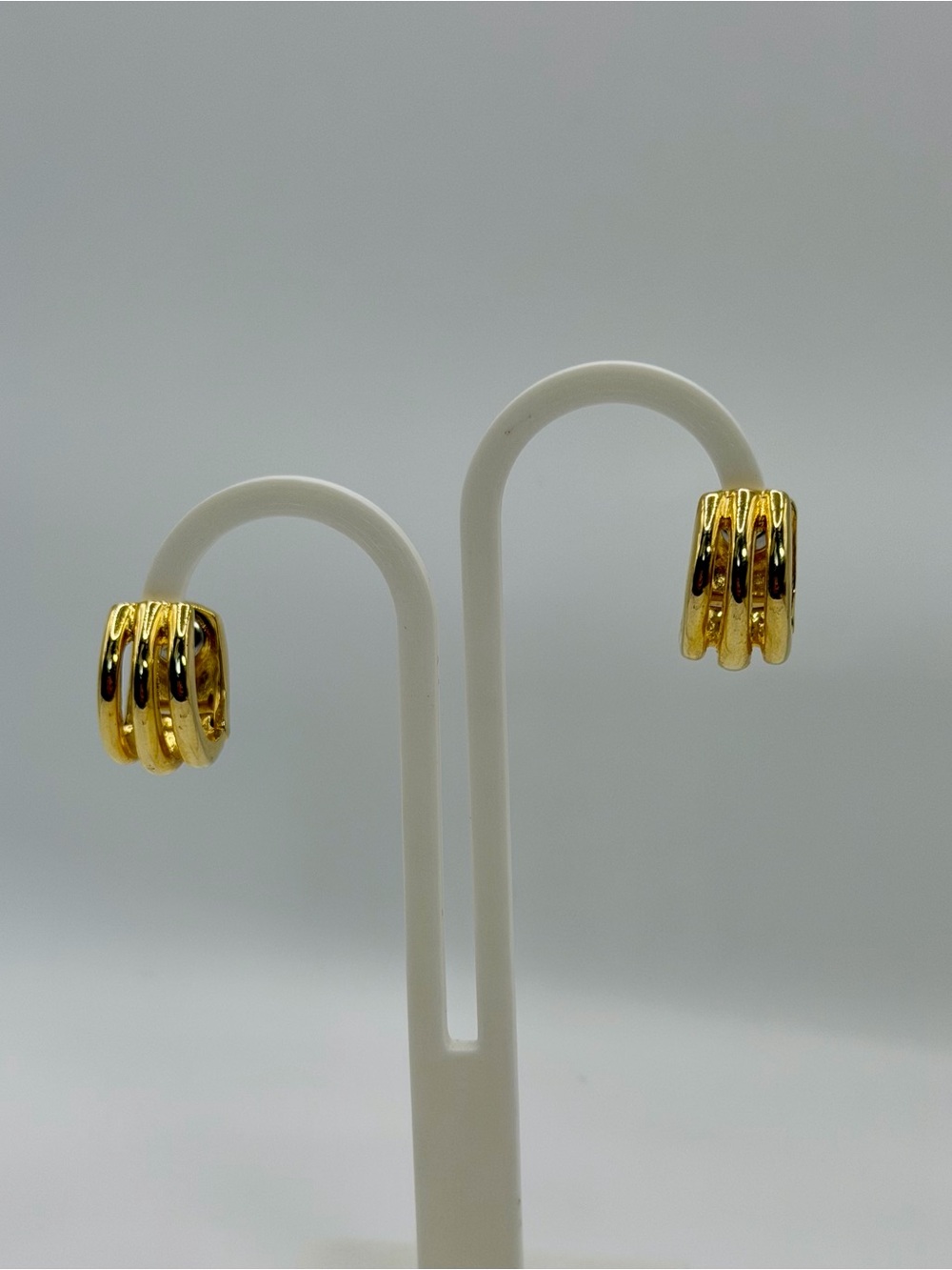 Vintage Liz Claiborne Gold Huggie Hoop Earrings (LCI Signed)